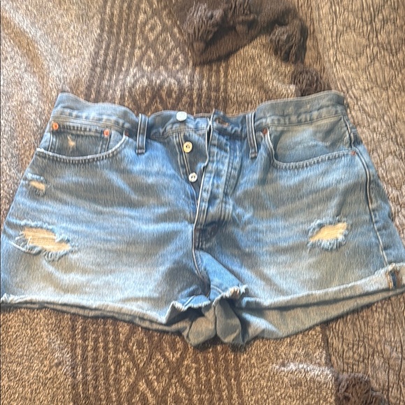 Madewell Pants - Madewell Blue Distressed Jean Shorts